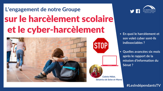 L'engagement de notre Groupe sur le harcèlement scolaire et le cyber-harcèlement avec la Sénatrice Colette Mélot